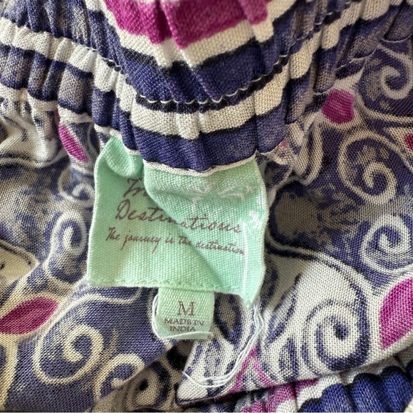 True Destinations Ruffled Wide Leg Pull On Palazzo Pants Boho Size Medium - Picture 8 of 9